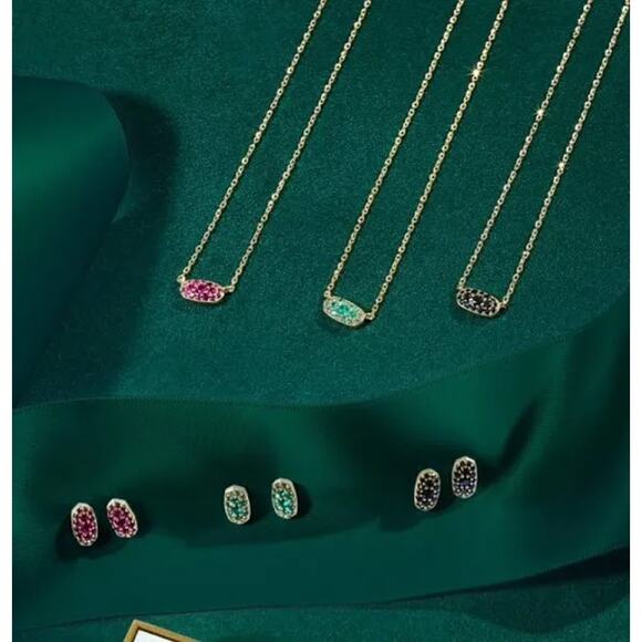 NWT! Kendra Scott Grayson Crystal Pendant Necklace in Gold Emerald Crystal - Picture 7 of 7